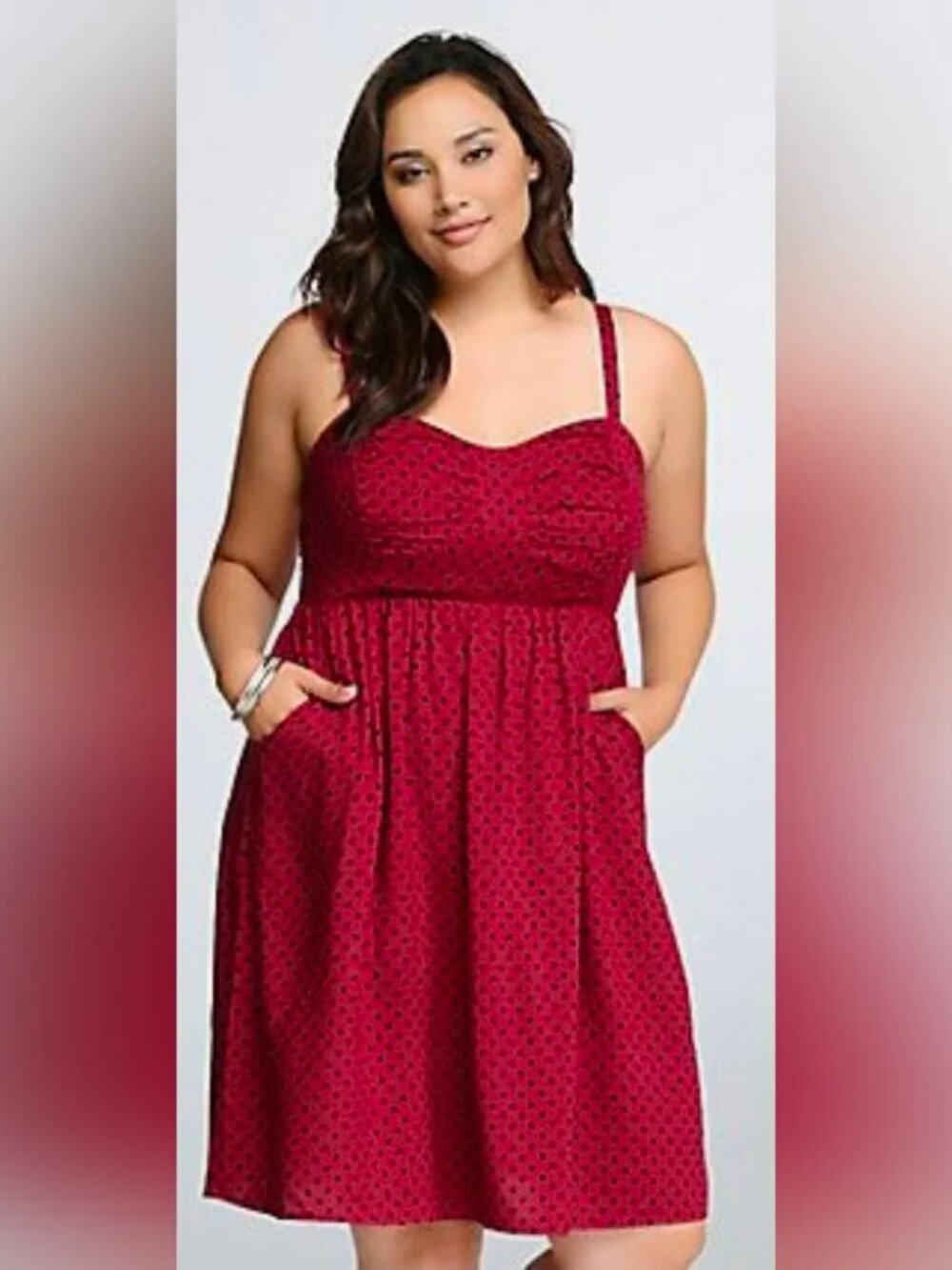 Torrid Burgandy Polka Dot Skater Dress